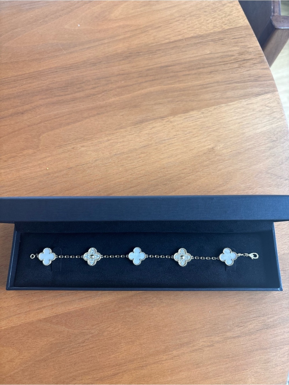White Mother-of-Pearl Clover Link Bracelet - Women Jewelry
